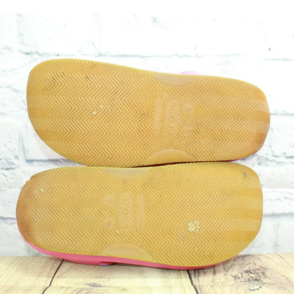 Crocs Retro Classic Unisex Pink Rubber Gum Sole Slip On Comfort Flat Clogs Sz 8 - Picture 8 of 9